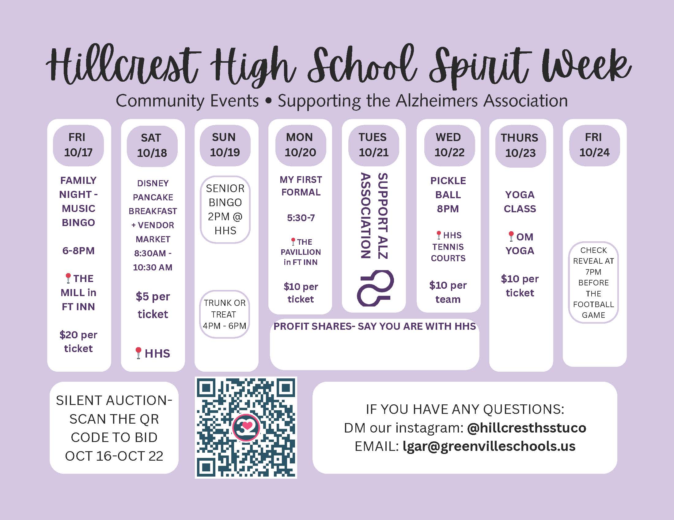 spirit week calendar